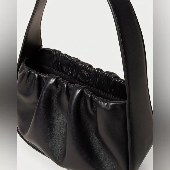 EUC Loeffler Randall Aris Gathered Ruched Petite Shoulder Bag Black Leather - Picture 13 of 15